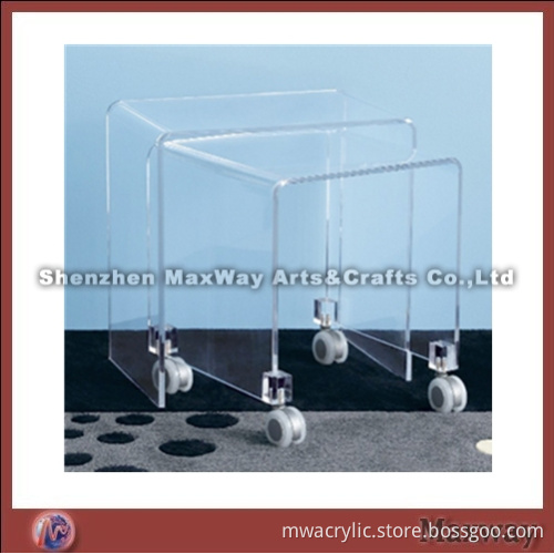 Clear High Grade Acrylic Coffee Table End Table with Wheels